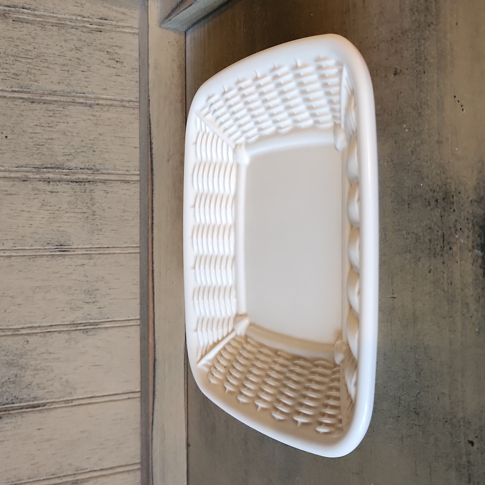 Pfaltzgraff Cream Colored with Basket Weave Square Tray